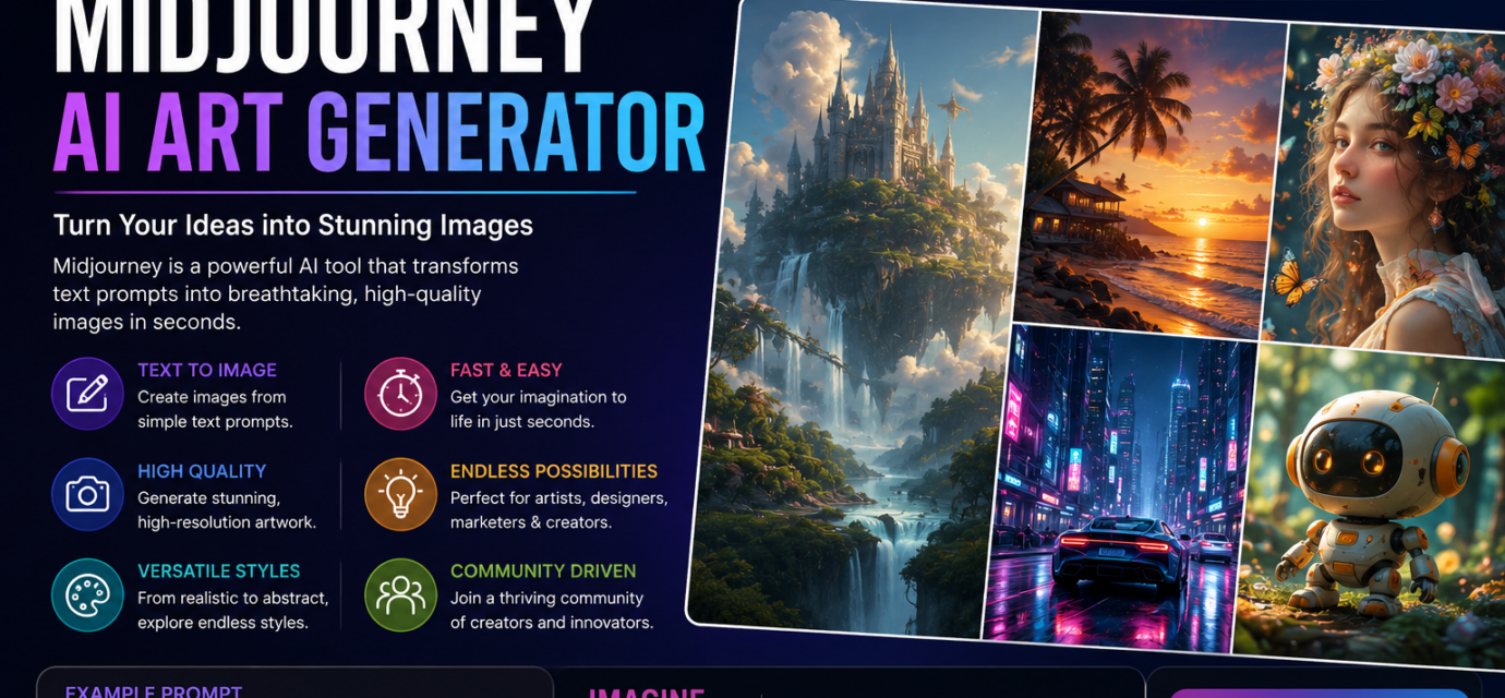 Learn everything about Midjourney AI, including features, pricing, prompt tips, benefits, and how to create stunning